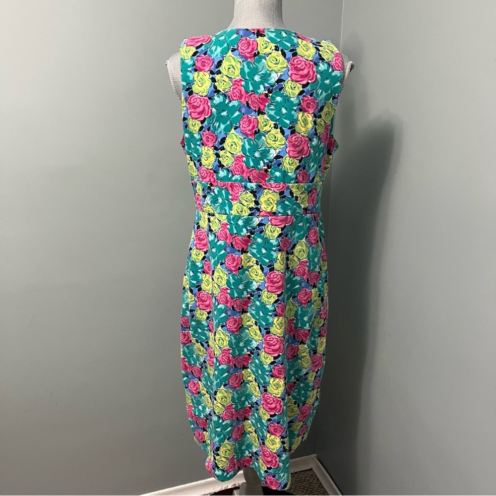 TALBOTS cocktail Dress sleeveless multicolour floral print size medium wedding - Picture 5 of 8